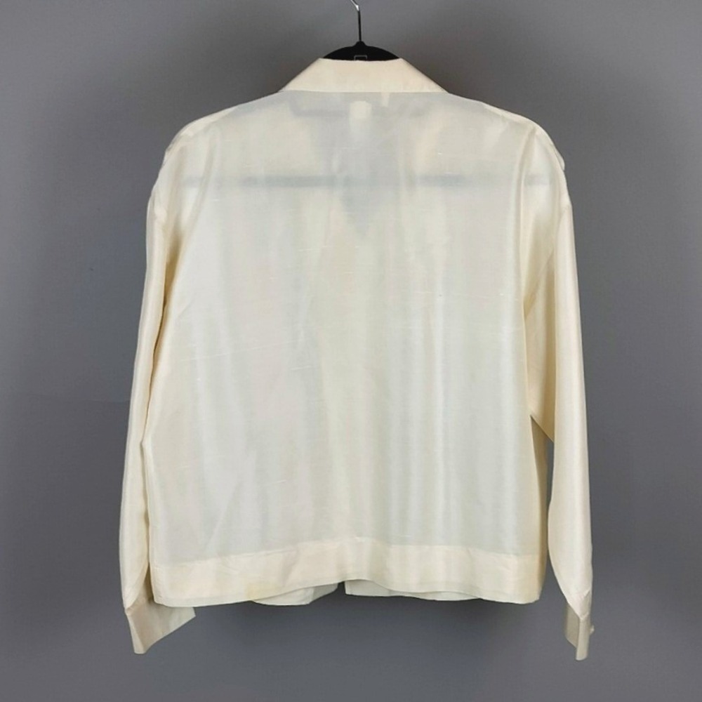 Vintage Jones New York 100% Silk Boxy Button Down Shirt Cream Ivory Womens 6 - Picture 2 of 5